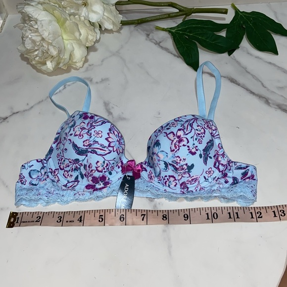 Adore Me Light Blue Floral Print Wire Bra 34B - Picture 5 of 9